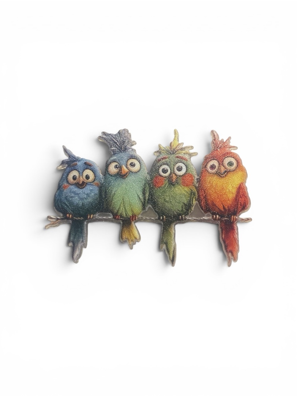 Colorful Parrot Quartet 2D acrylic Brooch